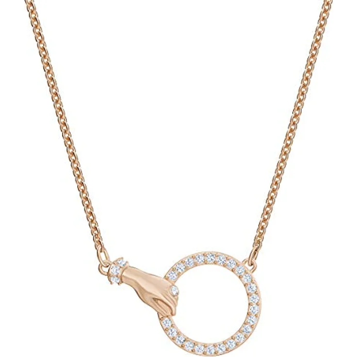 Swarovski Symbolic Halskette, 3D-Hand mit klarem Kristallpavé, Roségold, 38 cm – Bild 1