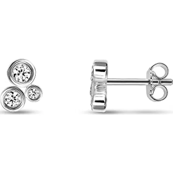 FAVS Damen-Ohrstecker aus 925er Silber mit 6 Zirkonia, 0,8 cm x 0,6 cm, One Size, Geschenkbox – Bild 2