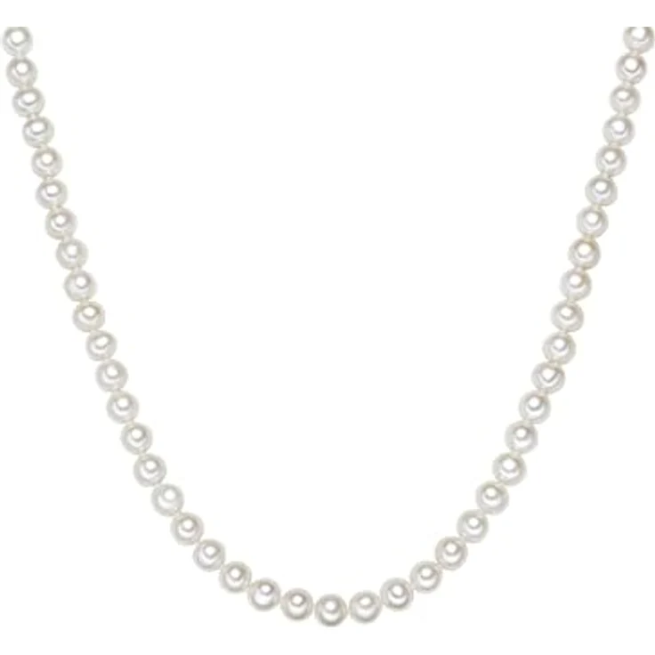 Valero Pearls Damen Perlenhalskette, hochwertige Süßwasser-Zuchtperlen 7-8 mm rund weiß, 925 Sterling Silber, elegantes Schmuckstück mit Verlängerungskettchen – Bild 1