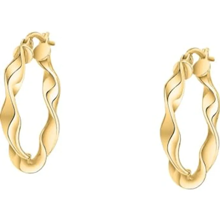 CHRIST Creolen 88776216, mittelgroße Ohrringe aus 585er Gelbgold mit geschwungenem Design und polierter Oberfläche