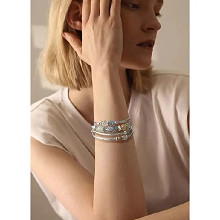 FULU AUTUMN Damen Boho Wickelarmband, mehrschichtiges Perlenarmband aus kristallglas in Braun, Schmuckgeschenk für Frauen zum Geburtstag und Muttertag – Bild 3