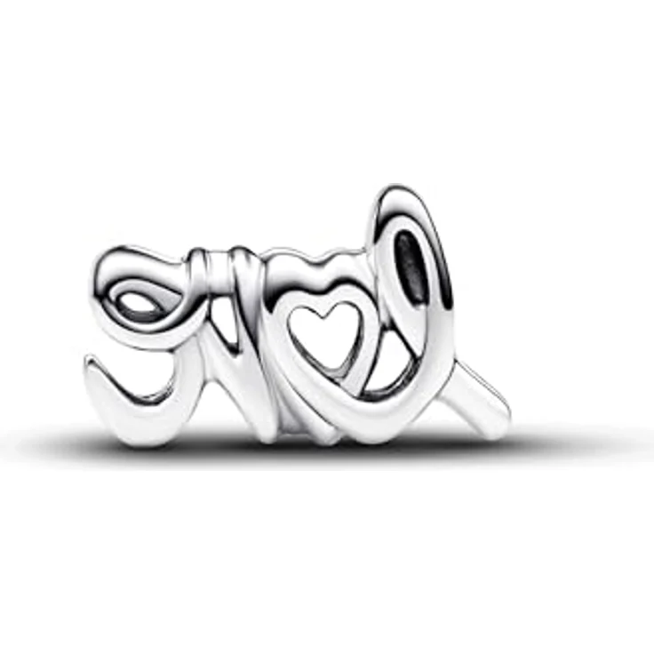 PANDORA Moments Handgeschriebenes Liebe Charm, Sterling Silber mit Herz-O, kompatibel mit Moments Armbändern, 793055C00 – Bild 2