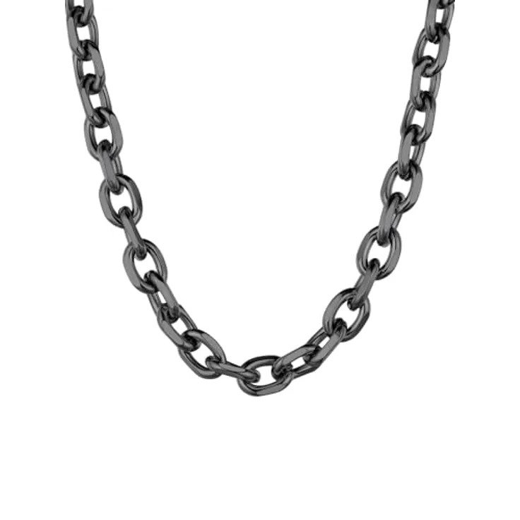 ChainsHouse Rolo Halskette für Herren, Schwarz, 12mm Gliederkette aus Edelstahl, 76cm O-Kette für Hip Hop Style
