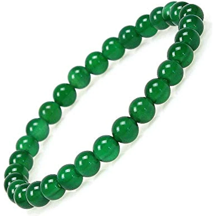 MJDCB Grüner Achat Perlenarmband, 6mm Chakra Steine, 100% Naturstein, elastisch, 7,5 Zoll Länge – Bild 2