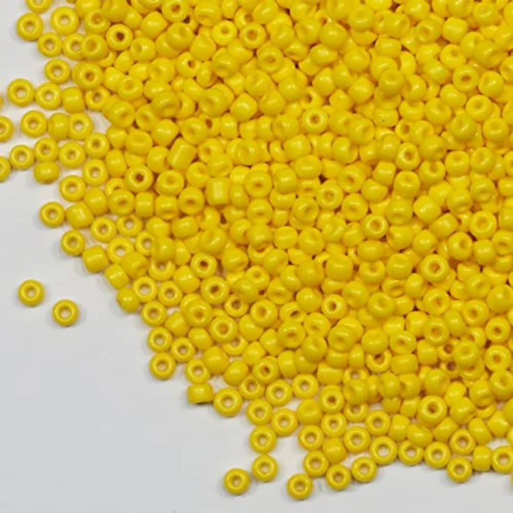 VOOMOLOVE 3 mm gelbe Rocailles-Perlen, 110 g, ca. 3200 Stück, 8/0 Glasperlen für Schmuckherstellung, DIY, handgefertigte Ohrringe und Taillenschmuck – Bild 2