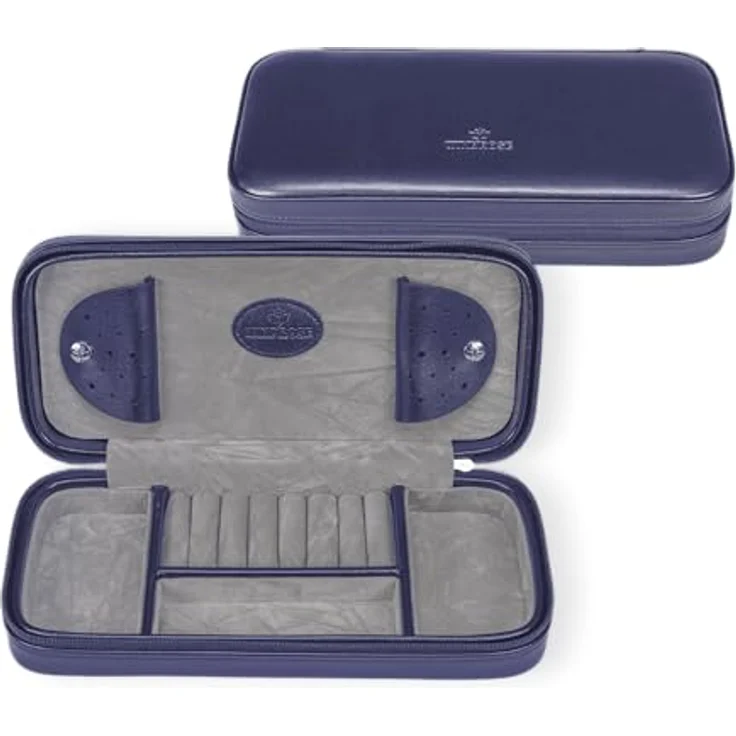 Windrose Charmbox Merino Moda, Schmuckkästchen aus feiner Lederoptik, dunkelblau, handgefertigt – Bild 1