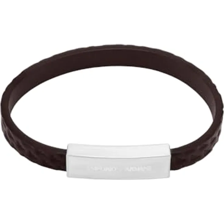 Emporio Armani Herren Silberfarbenes Lederarmband EGS3251040, braunes Leder mit mattem Finish und sicherem Magnetverschluss, 19,5 cm + 1 cm verstellbar