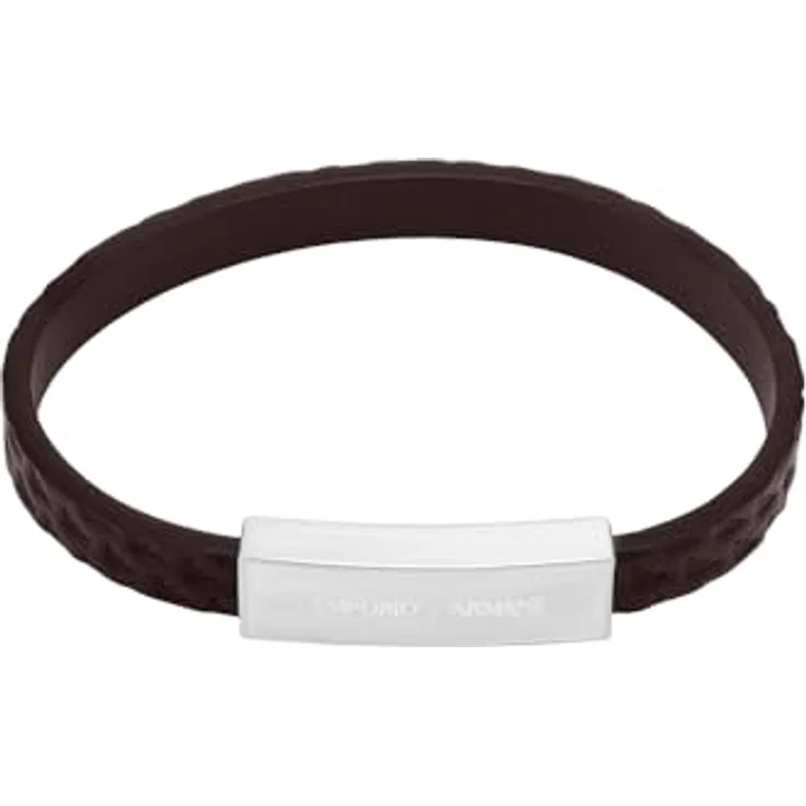 Emporio Armani Herren Silberfarbenes Lederarmband EGS3251040, braunes Leder mit mattem Finish und sicherem Magnetverschluss, 19,5 cm + 1 cm verstellbar – Bild 1