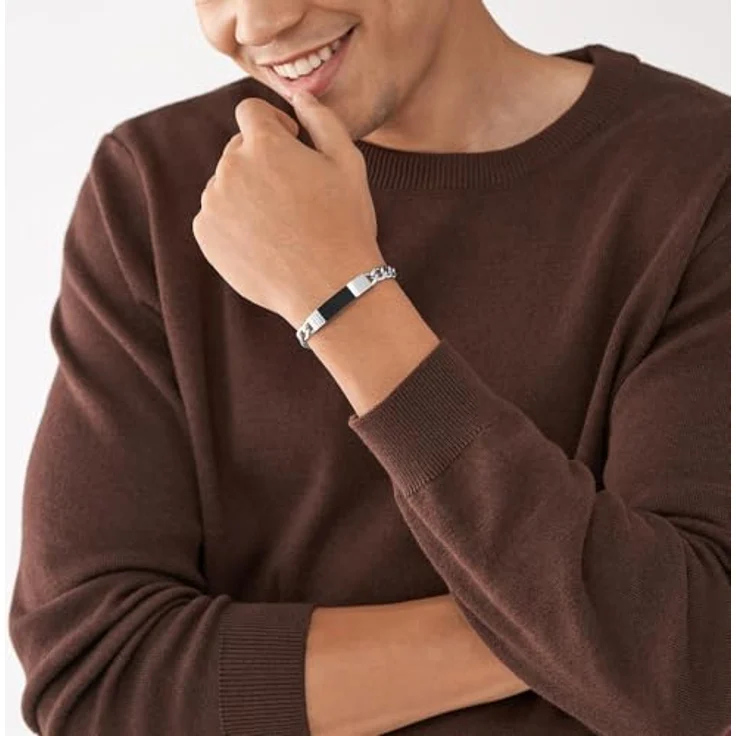 Fossil Herrenarmband aus Edelstahl, silber, mit Faltverschluss, 205 mm Länge, 42 mm Breite – Bild 2