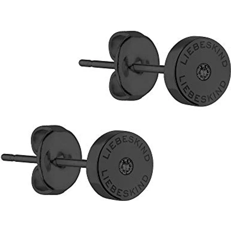 Liebeskind Ohrstecker LJ-0549-E-07, schwarzer Edelstahl mit Zirkonia, 0,7 cm, IP-beschichtet – Bild 1
