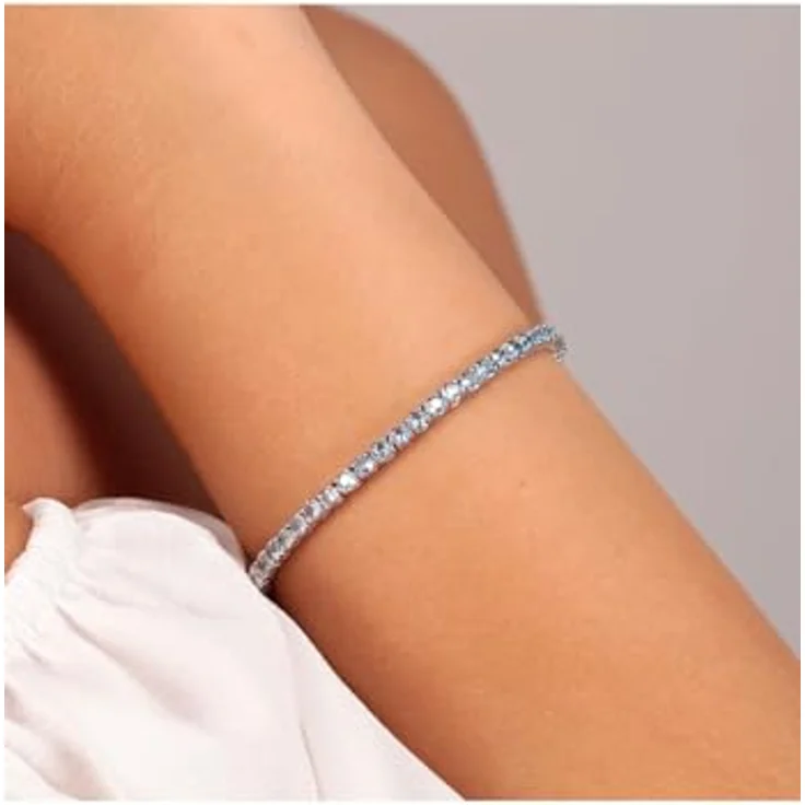 CHRIST Tennisarmband 89086396 aus 925er Silber mit Zirkonia in 50 Nuancen von Blau, verstellbarer Karabinerverschluss – Bild 3