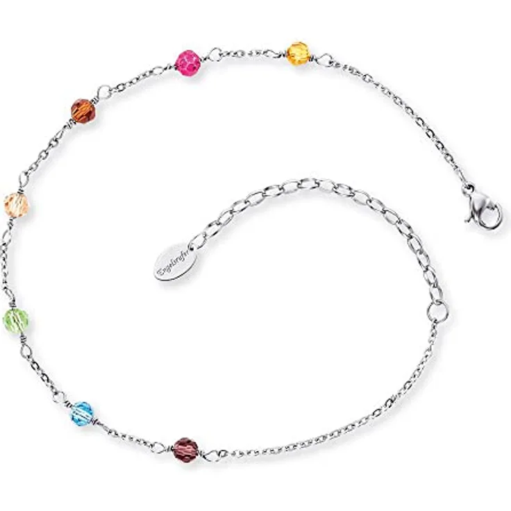 Engelsrufer Fußkette Rainbow, Glasperlen in Multicolor für elegantes Layering