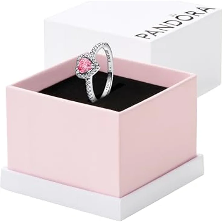 PANDORA Damenring Erhabenes Herz, pink mit Zirkonia, Ringgröße 50/15,9 – Bild 2
