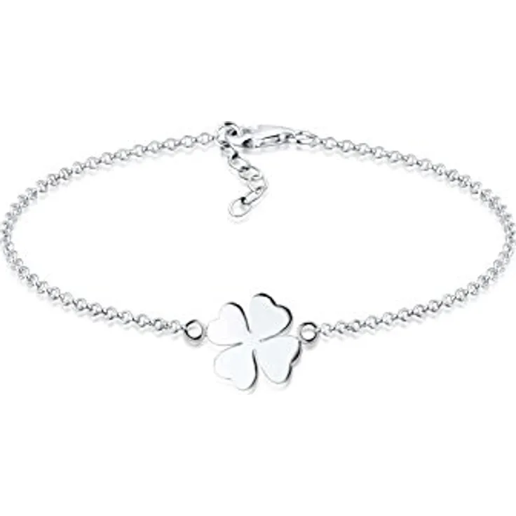 Elli Damen-Armband Kleeblatt Glücksbringer aus 925 Sterling Silber, handgefertigt, anlaufgeschützt, hochglanzpoliert