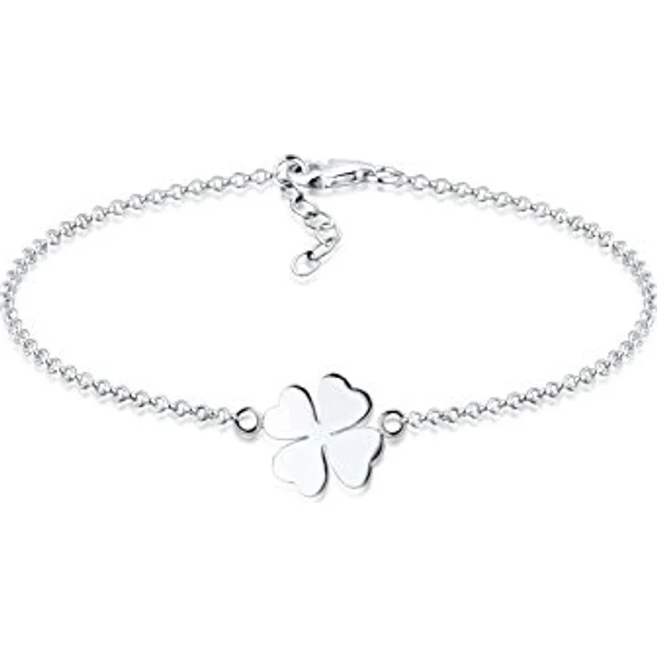 Elli Damen-Armband Kleeblatt Glücksbringer aus 925 Sterling Silber, handgefertigt, anlaufgeschützt, hochglanzpoliert – Bild 1