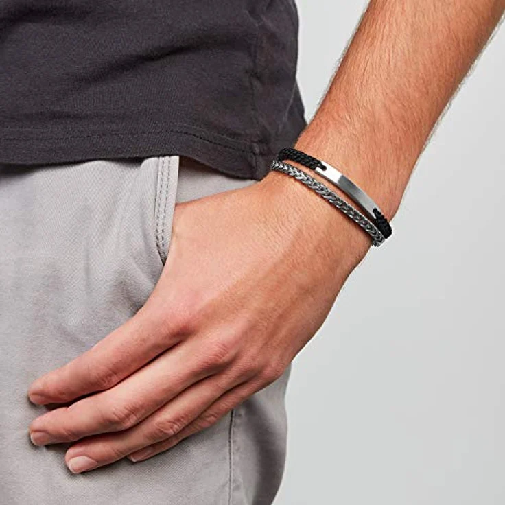 FOSSIL Herrenarmband Edelstahl, silber, mit Faltverschluss, Innenlänge 180 mm und 195 mm – Bild 5