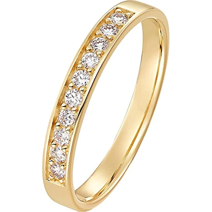 CHRIST Damenring 585er Gelbgold mit 10 Diamanten, Breite 0,27 cm, Stärke 1,1 mm – Bild 1