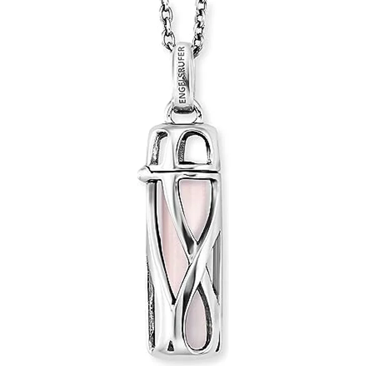 Engelsrufer Damen Halskette mit Rosenquarz Kraftstein Anhänger, Sterling Silber, nickelfrei, Karabinerverschluss, verstellbar in zwei Längen – Bild 1