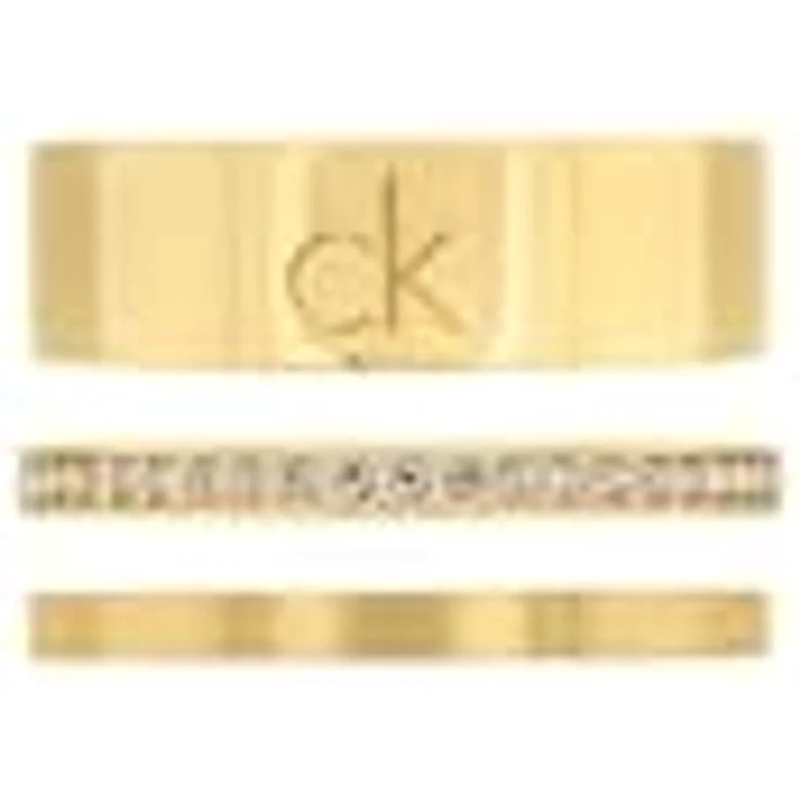 Calvin Klein CK TRIO Set aus 3 Damenringen in Gelbgold mit Kristallen, Größe 58 - 35000795E – Bild 2