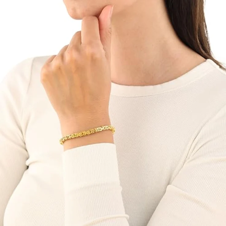 Amor Unisex Armband Edelstahl, 19+2 cm, Gold, mit Karabinerverschluss, in Schmuck Geschenk Box, 2037334 – Bild 2