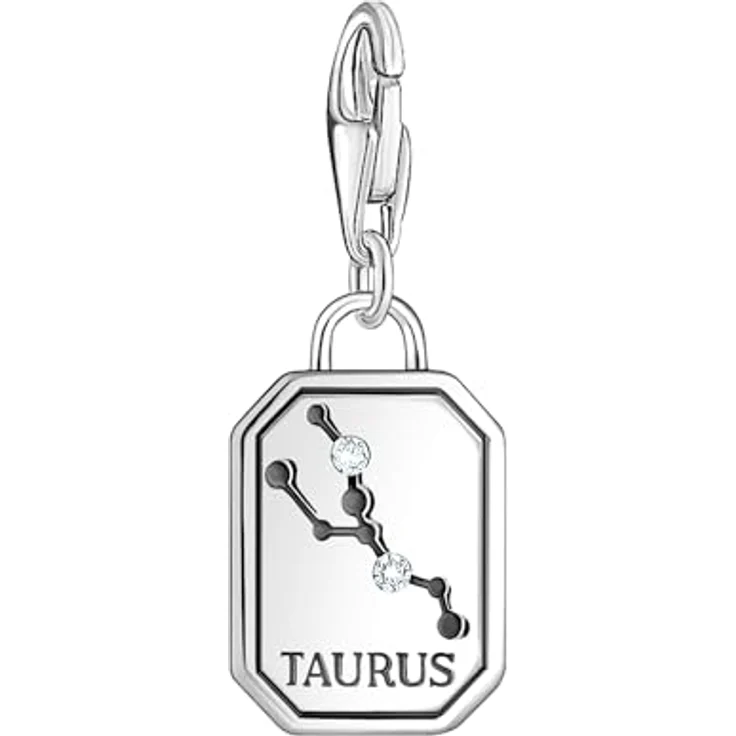 THOMAS SABO Charm-Anhänger Sternzeichen Stier, 925er Sterlingsilber, geschwärzt mit Steinen – Bild 2