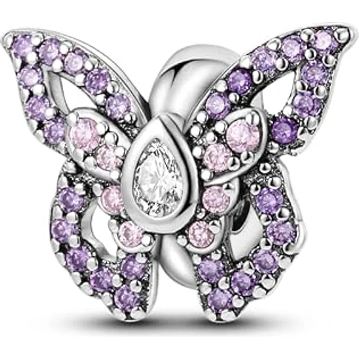 TINSLO Charm Anhänger Damen 925 Sterling Silber, kompatibel mit Pandora Armband und Halskette, Zirkonia-Steine, für Frauen und Mädchen