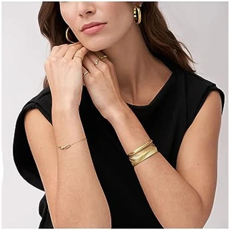 Fossil Damen Edelstahl Kettenarmband mit Karabinerverschluss, goldfarben, 190mm Länge, poliertes Finish – Bild 5