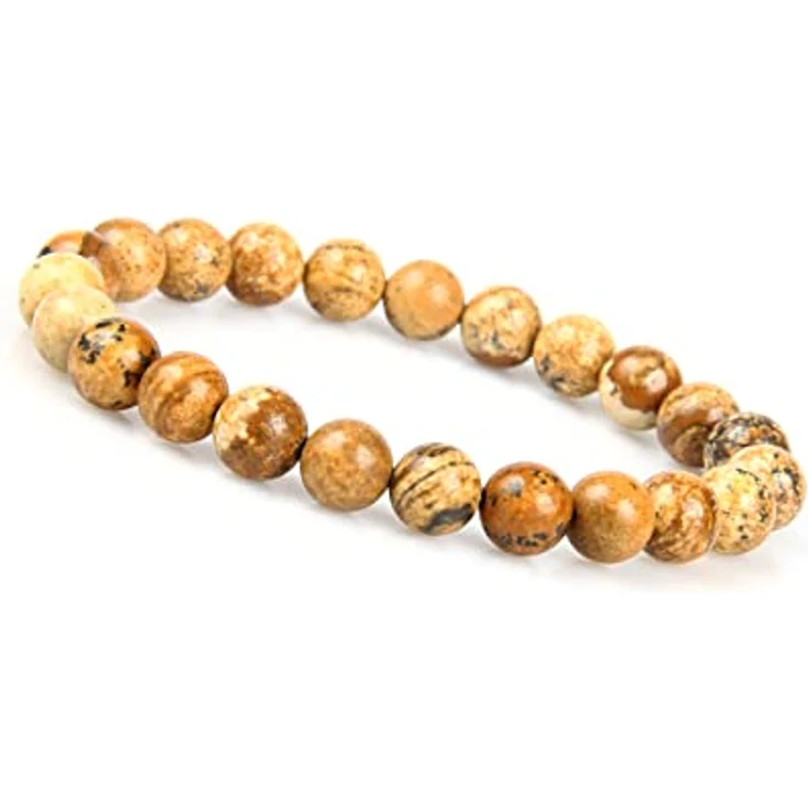 GD GOOD.designs Chakra Perlenarmband Meeressediment Jaspis, 8 mm Natursteine, beige, wasserfest, mit Geschenkbeutel, Herren- und Damenarmband – Bild 1