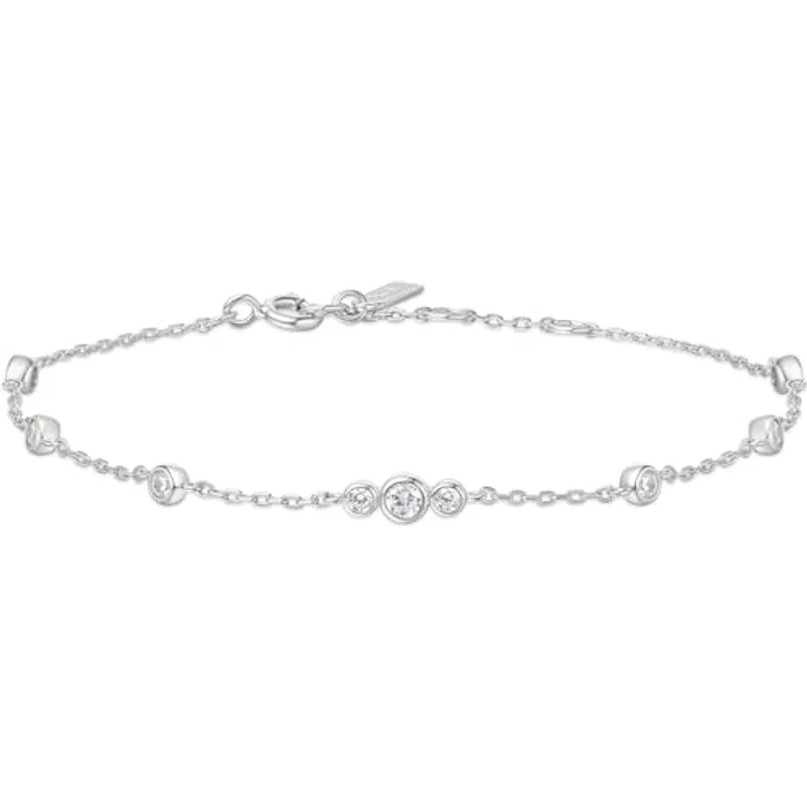 ANIA HAIE MISS DAINTY Sparkling Bezel Damen Armband aus 925 Sterling Silber, besetzt mit 9 Zirkonia, Länge: 16,5 + 2 cm Verlängerung, inkl. Geschenkverpackung – Bild 1