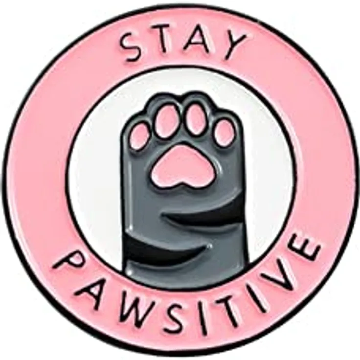 HUAQIGUO Stay Pawsitive Rosa Katze Pfote Cartoon Cowboy Brosche, Emaille Pins aus legiertem Stahl für Frauen