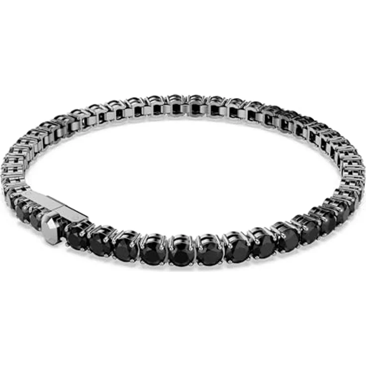 Swarovski Matrix Tennis Armband, Ruthenierte Armkette mit Schwarzen Keramikelementen, 16.5 cm, Kastenverschluss – Bild 5