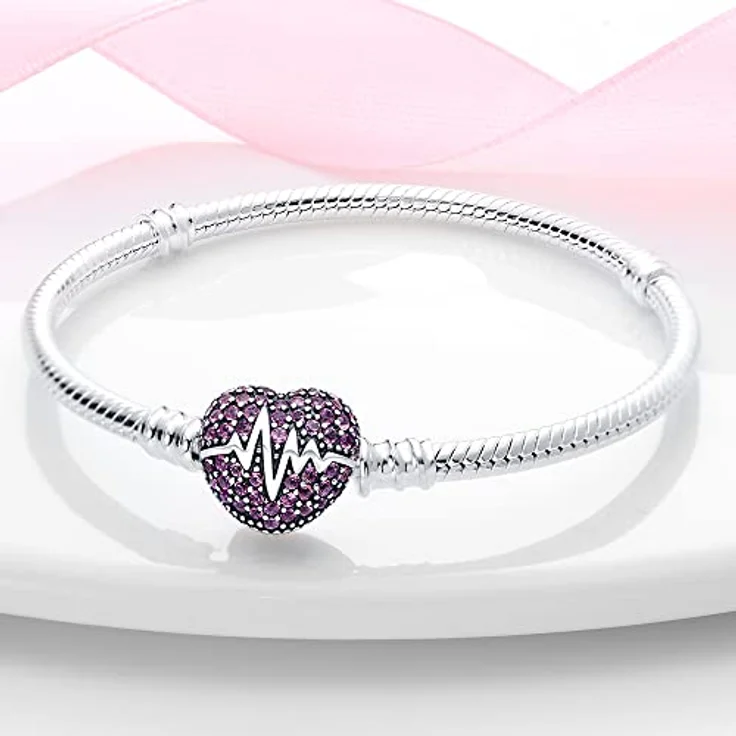 TINSLO Damen Armband 925 Sterling Silber, Herzverschluss Moments Schlangen Gliederarmband, Geschenk für Frauen, Valentinstag, Muttertag, Geburtstag, Weihnachten – Bild 2