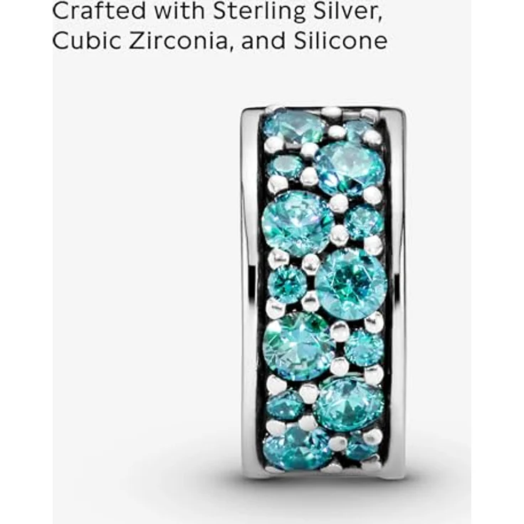 PANDORA Moments Petrolfarbener Pavé-Clip, Sterling Silber mit 28 türkisfarbenen Cubic Zirconia, 791817MCZ – Bild 4