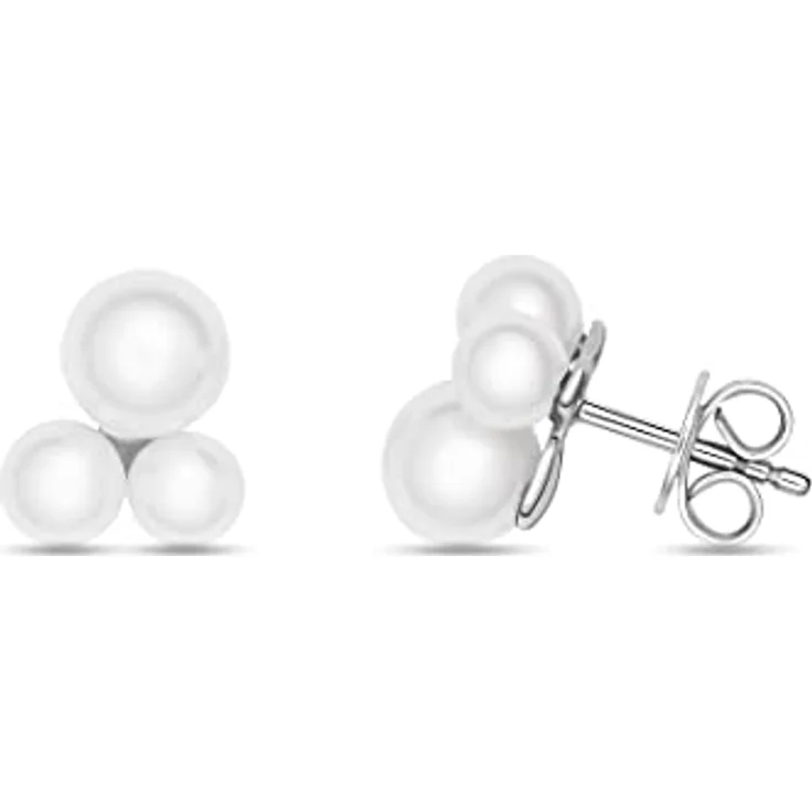 FAVS Damen-Ohrstecker 925er Silber mit Süßwasserperlen, 1 cm Länge, eleganter Schmuck für besondere Anlässe – Bild 2