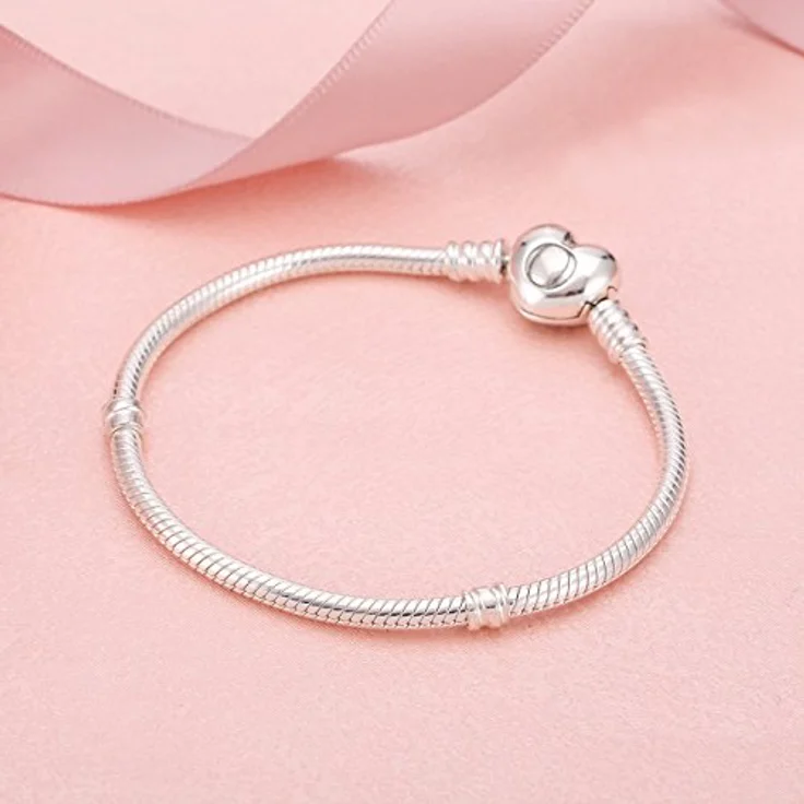 PANDORA PULSERA Plata CIERRE Corazon, Damen-Armband 17CM aus Sterling Silber mit Herzenverschluss – Bild 4