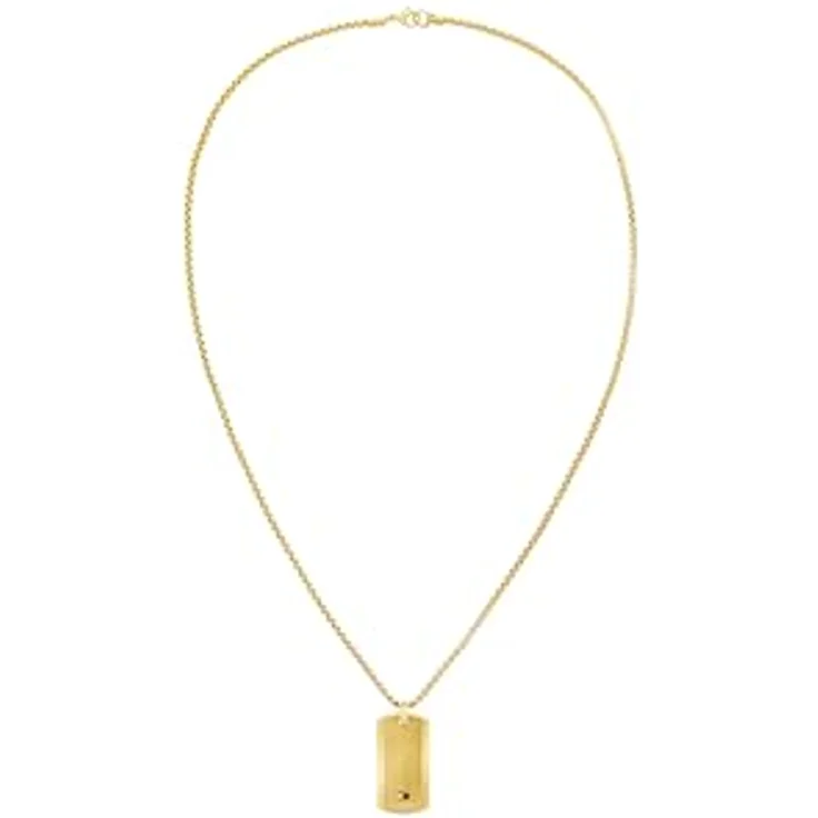 Tommy Hilfiger Jewelry Herren-Halskette aus Gelbgold mit Gravierter Plakette und Karabinerverschluss, 55,88 cm – Bild 1