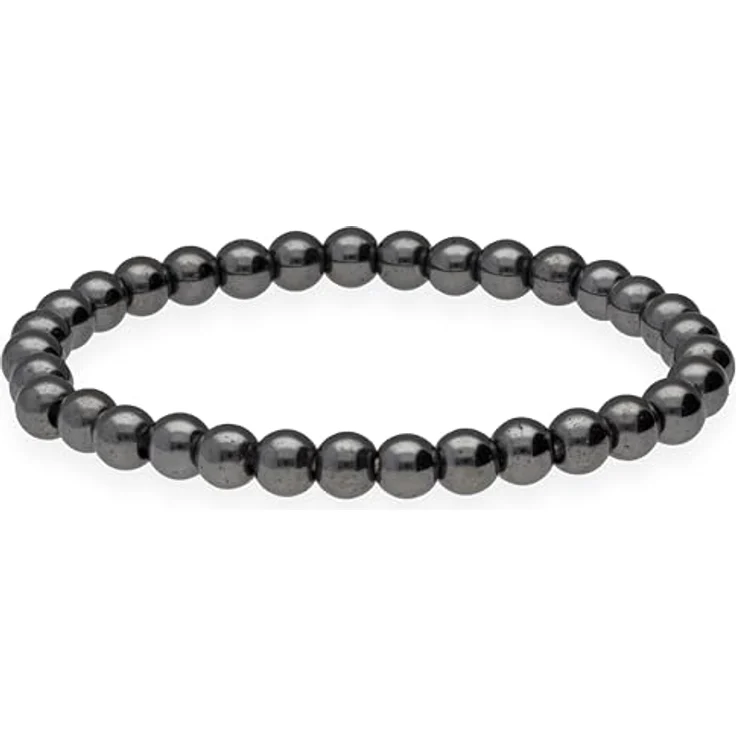 Lebensquelle Plus Kugelarmband | Perlen Armreif 6 mm | Hochwertiges, dehnbares Edelsteinarmband aus Hämatit (magnetisch) mit Edelsteinkarte – Bild 1