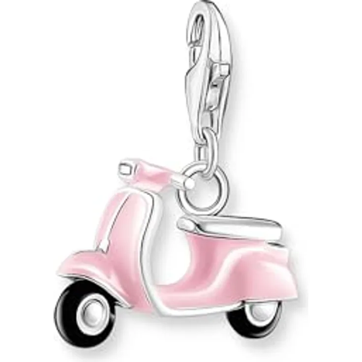 THOMAS SABO Charm-Anhänger pinker Motorroller, 925er Sterlingsilber mit Kaltemail und Karabinerhaken