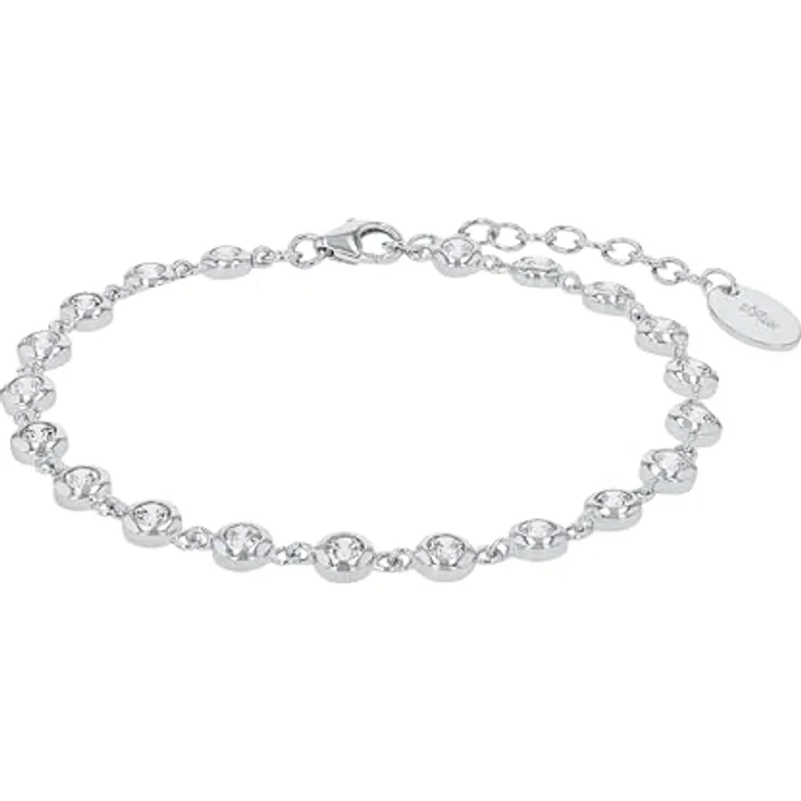 s.Oliver Armband 925 Sterling Silber/Edelstahl für Damen, 21 Zirkonia-Steine, flexibles Design, 16+4 cm, in Schmuck Geschenk Box