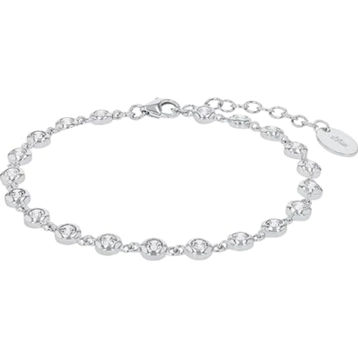 s.Oliver Armband 925 Sterling Silber/Edelstahl für Damen, 21 Zirkonia-Steine, flexibles Design, 16+4 cm, in Schmuck Geschenk Box – Bild 1