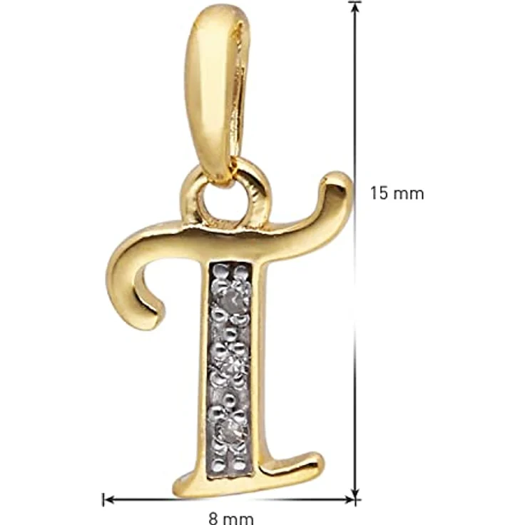trendor Buchstaben-Anhänger T Gold 333/8K mit vergoldeter Silberkette, modisches Schmuckstück für Damen, 42 cm Länge, ideales Geschenk – Bild 5