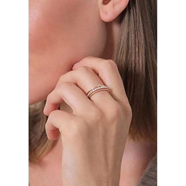 Elli Damenring Stapel Elegant Festlich Lagenlook mit Kristallen in 925 Sterling Silber – Bild 4