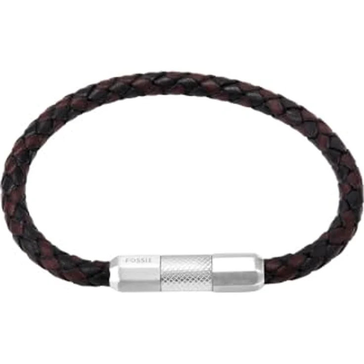 Fossil Herren Edelstahlarmband, 20cm, verstellbarer Magnetverschluss, poliert, silberner Edelstahl – Bild 1