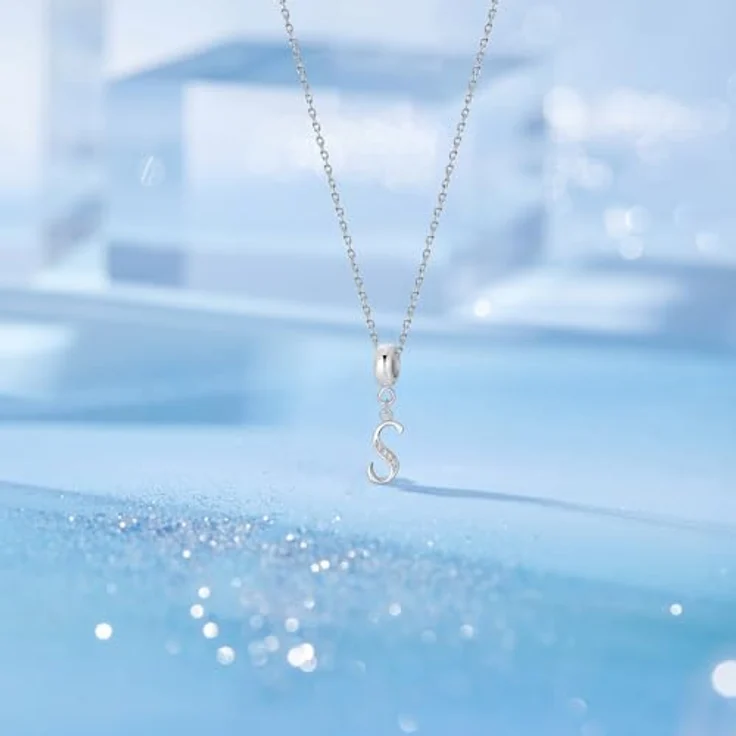 XWN Buchstabe Charm Anhänger Damen alphabetisch A-Z aus 925 Sterling Silber mit kubischem Zirkon, passend für Pandora Armband und Halskette – Bild 4