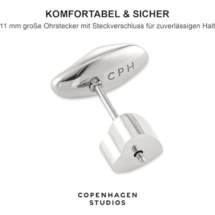 COPENHAGEN STUDIOS Organics Mini Studs, Damen-Ohrstecker aus poliertem Edelstahl, gold, wasserfest & hautfreundlich, organisches Design – Bild 4