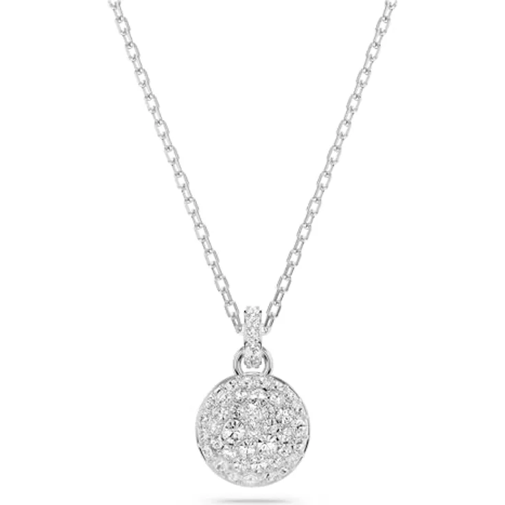 Swarovski Sublima, Rhodinierter Damenhalsketten-Anhänger mit Strahlenden Swarovski Kristallen in Weiß, Meteor-Motiv