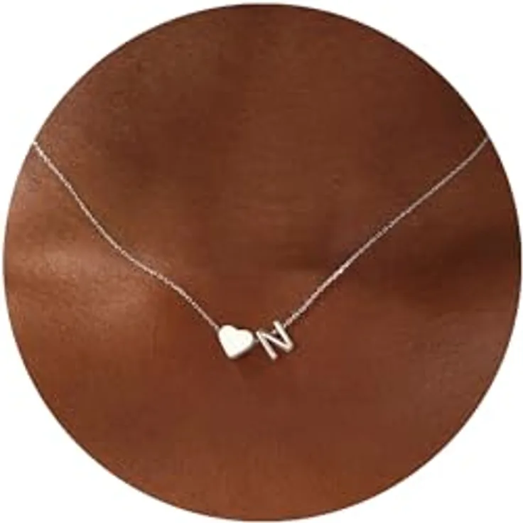 TINGN Silber Kette mit Buchstaben N und Herzanhänger, 40 cm lang mit 6 cm Verlängerung für Teenager Mädchen, perfektes Geburtstagsgeschenk für 11-17-jährige