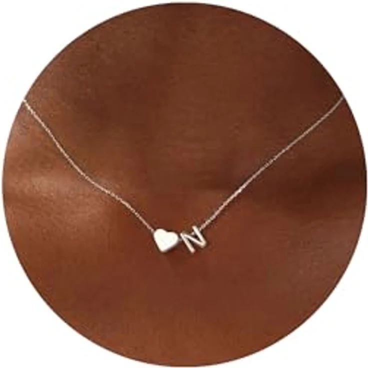 TINGN Silber Kette mit Buchstaben N und Herzanhänger, 40 cm lang mit 6 cm Verlängerung für Teenager Mädchen, perfektes Geburtstagsgeschenk für 11-17-jährige – Bild 1