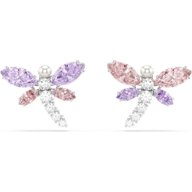 Swarovski x Ariana Grande Ohrstecker, Libelle, mehrfarbig, rhodiniert mit Swarovski Zirconia und Kristallperle