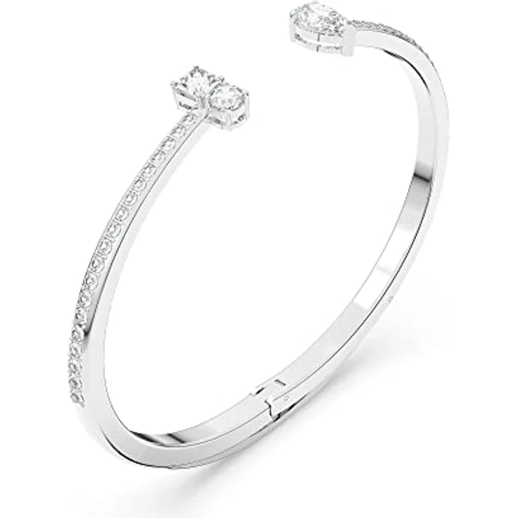 Swarovski Mesmera Armreif, Weiss, Rhodiniert, mit Kristallpavé und tropfenförmigem Element – Bild 3